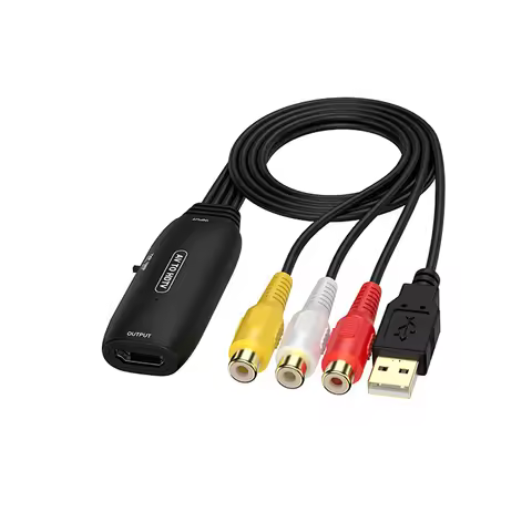 1080P RCA AV to HDTV Cable Converter Adapter HDMI-Compatible to RCA AV Cable Converter Support NTSC 