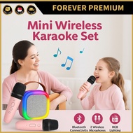 (FOREVER PREMIUM) Mini Wireless Karaoke Set | Bluetooth Speaker with 2 Wireless Microphones | Portab