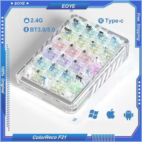 ColorReco F21 Mechanical Keypad Transparent Tri-mode Numeric Wired 2.4G Bluetooth Wireless Mini Keyb
