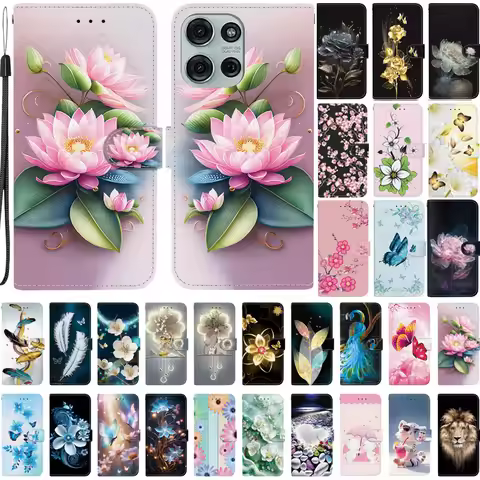G75 Cartoon Case for Fundas Motorola Moto G75 Coque Cute PU Leather Case for Moto G75 G 75 Phone Cas