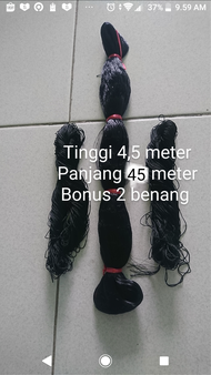 jaring burung hitam tinggi 45 meter panjang 45 meter bonus 2 benang untuk burung muray perkutut kuti