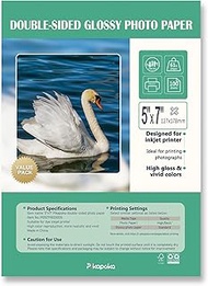 Double Sided Glossy Photo Paper 5x7, Thick Glossy Paper for Cardstock, 100 Sheets 61lb for Inkjet Pr