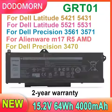 DODOMORN GRT01 Laptop Battery For DELL Latitude 5421 5431 5521 5531 For Precision 3561 3571 3470 For