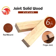 2” x 3” x 6 ft  Red Meranti Furniture Finger Joint Solid Wood Plank / Kayu Solid Perabot