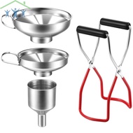4Pcs Stainless Steel Canning Funnel Canning Jar Lifter w/ Grip Handle for Wide Regular Jars Mason Ja