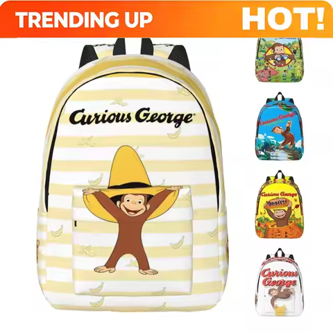 Custom Bag Curious George Monkey Cartoon Backpack For Men Women Casual Student Work Daypack TV Serie