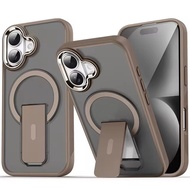 Luxury Metal Lens Flip Bracket Magnetic Phone Case For iPhone 16 15 14 13 12 11 Pro Max 16 Plus Kick