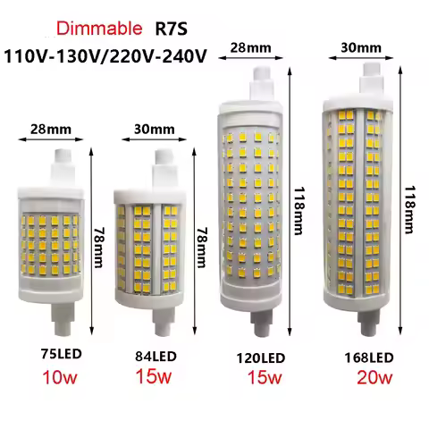 Highlight Dimmable R7S Ceramic Bulb R7S Cross Recessed Lamp J78mm J118mm LED Tube 110V 220V Floodlig