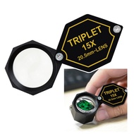 15x Jewelry Loupe Magnifier 20.5mm Triplet Lens Achromatic Optical Glass Magnifying Metal Kit Set Ma