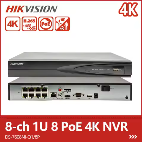 Hikvision 8-ch 1U 8 PoE 4K NVR Smart Search/Playback 4-ch Motion Detection H.265+ Network Video Reco