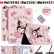 For iPad 7 8 9 10.2 inch iPad 5 6 9.7 2017 2018 Fashion Cute Strawberry Bear Kulomi Tablet Case For iPad 2 3 4 9.7 Mini 6 8.3 inch High Quality PU Leather Stand Flip Cover