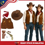 Adult Cowboy Cowgirl Westworld Costume Set Western Vest Hat Vest Prop Scarf Wild West Rodeo Party Vi