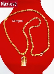 Gold 916 Original Malaysia Pendant Chain Jewellery Abacus Necklace Men Women Gaya Etnik Kecil Abakus