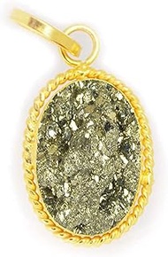KUSHMIWAL GEMS 10.25 Ratti 9.00 Crt Natural Rough Stone Pyrite Oval Shap Pendant, Crystal Stone Gold