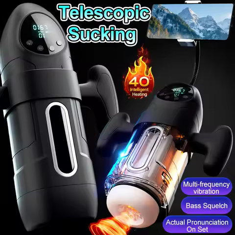 Electric 10 Telescopic 10 Vibrator 4 Sucking Voice Interactive LED Display Adult Male Masturbation E