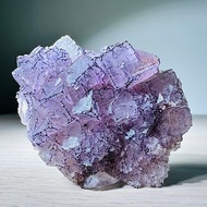 貴州紫邊螢石 漸層紫羅蘭小方連峰 礦物礦標原礦 磁場淨化 QRCODE