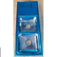 Kitchen Sink Bak Cuci Piring Stainless 2 Lubang Tebal Kossai K 12050B Berikut Dengan Saringan Afur
