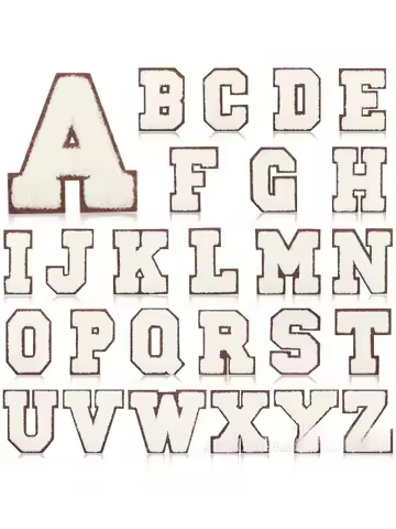 7Cm Brown Bottom Milk White Word Towel Embroidery English Letter Embroidery Cloth Sticker Computer E
