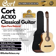 CORT AC100 Classical Guitar with Gig Bag - Open Pore Natural ( AC 100 / AC-100 ) gitar klassik 4/4