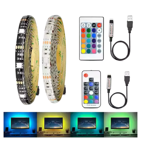 DC5V 5050 LED RGB Strip 17Key RF 24key IR controller Control Color Changing LED 30LEDs/m RGB Light S
