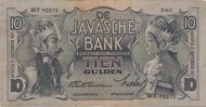 Uang Indonesia 1937 10 Gulden Prasterink Sign. 05575 Wayang