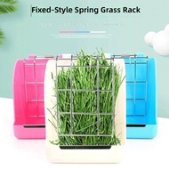 Pet Chinchilla Rabbit Hay Rack Feeder Stand Spring Fixed External Anti-Scratch Food Bowl Holder