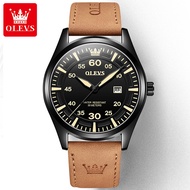 OLEVS 9962 Quartz Watch For Men Fashion Genuine Leather Band Waterproof Men Wristwatches Calendar