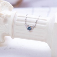 倫敦藍托帕石925純銀心之石鎖骨鍊項鍊