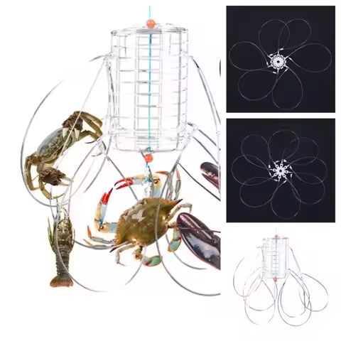 Stainless Steel Crab Catching Tool Steel Wire Lure Trap 8 Laps Crab Fishing Cages Fishing Tackle Fis