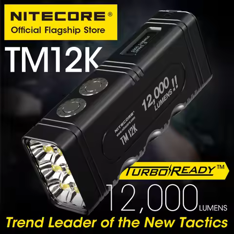 NITECORE TM12K Tactical Flashlight Powerful USB-C Rechargeable Super Bright 18W QC Searchlight CREE 