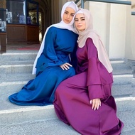 S~XXL Baju Raya 2023 Jubah Muslimah Muslim Women's Long Sleeved Dress Button Abaya Maxi Dress Baju Raya Muslim Wear Jubah Muslimah Kurung