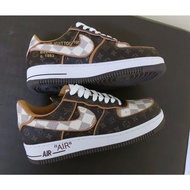 LOUIS VUITTON X NIKE AIR FORCE 1 EDISI TERHAD RENDAH AF1 LV 1 kasut wanita Kasut lelaki