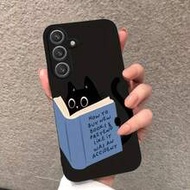 1pc Cute Creative Reading Cat Liquid Soft Phone Case For GalaxyS26 S25 S24Ultra S24Plus S24FE S23 S2