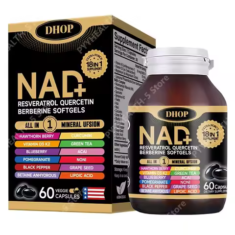 NAD+ Softgels with Resveratrol Quercetin Berberine Softgels 18-in-1 Supplement for Overall Health Su