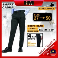 READY STOCK SL9009/JSL9009/GSL9009 SLIM FIT/ STRETCHABLE /FLEXIBLE ELASTIS LONG PANTS BLACK