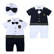 Newborn bodysuit baby stripe short sleeve suit 2022 summer new children's Bow Tie Shirt gentleman creeper