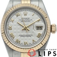 勞力士 Datejust 女士腕錶，金字塔錶盤，型號 69173(U)，附錶盒、保固卡，18K 黃金/不鏽鋼材質，象牙色錶盤，拋光處理，1997 年款，成色極佳 [二手]