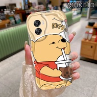 MHKEID Casing Hp OPPO A57 2022 A77 2022 A57s A57e A77s Case Pola Beruang Lucu transparan Silikon Softcase Casing HP Perbatasan gelombang Cases Kesing