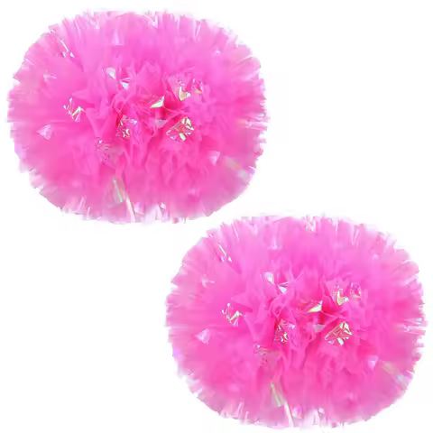 2PCS Cheerleading Pom Poms Cheerleader Pompoms With Baton Handle For School Team Sports Games Dance 