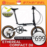 🇸🇬LOCAL BRAND🇸🇬 Ethereal Compact D8 Lightweight Foldable Bicycle Foldie Bike - Shimano Altus 8 Speed - Litepro Hydraulic