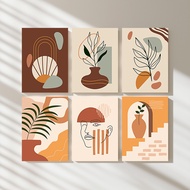 【Set of 6 】Abstract Wall Art / Paint by Numbers / Boho Botanical Wall Decor / Botanical Decoration P