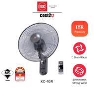 KDK 16" Wall Fan with Remote Control | KC-4GR KC4GR MWF16R (Strong Wind Kipas Dinding Angin Kuat Mur