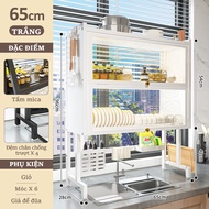 Gslife kệ chén có nắp đậy kệ để đồ nhà bếp kệ bát trên bồn rửa bát 1/2 Tầng kệ bếp đa năng