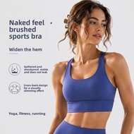 Womens Crisscross Back Yoga Bra Double Brushed Naked Feel High Impact Push Up DW002 5TIA
