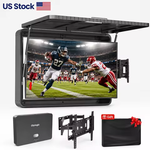 US Stock 43/55 inch Metal Outdoor Televison Enclosure Gas Struts Weatherproof IP65 Shield TV Box Ful
