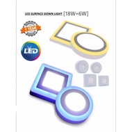LED SURFACE MOUNT 18W+6W CEILING LIGHT 2 COLOUR LIGHT
