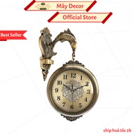High-end decorative clock with 2 sides, bronze, crystal glass brand MAY DECOR code 15001