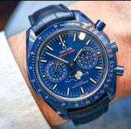 OMEGA 歐米茄 登月錶 超霸月相44.25毫米大師 天文台計時腕錶 藍色陶瓷材質 藍色面 盤陶瓷框 全新未使用新品 原廠盒單齊全