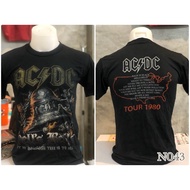 สไตล์มินิมอล AC DC เสื้อวงดนตรี ร็อคต่างประเทศ เสื้อสไตล์วินเทจ ไม่มีตะเข็บขาง สรีนหน้าและหลังขับเนื