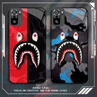GK-6 Bape Shark Glass Casing for Xiaomi Redmi Note poco M5S 10S M3 SE 11 M4 10T 10 11S Pro 5G
